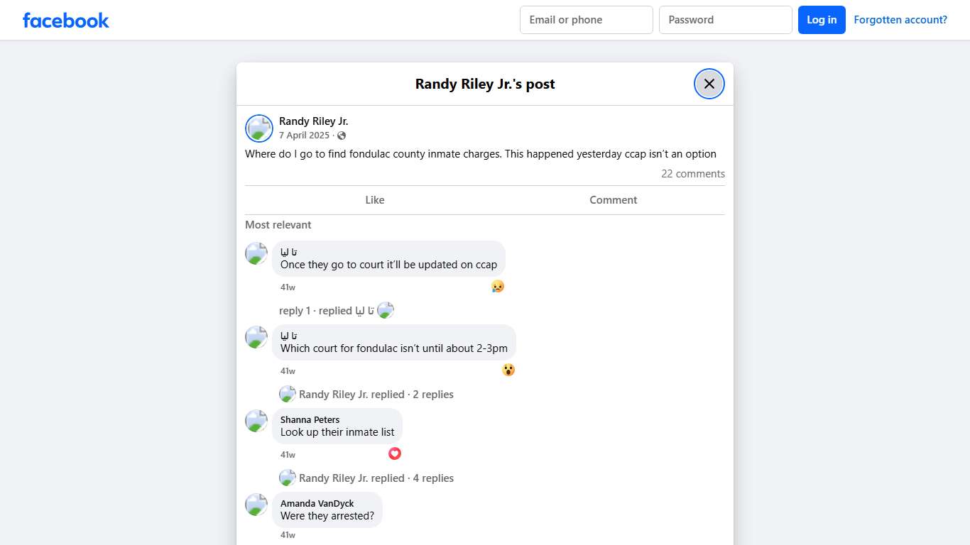 Randy Riley Jr. - Where do I go to find fondulac county... Facebook